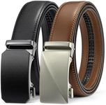 BOSTANTEN Mens Belt Leather 2 Pack Ratchet Belt For Men Dress and Casual with Adjustable Buckle, Trim to Fit