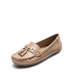 DREAM PAIRS Loafers for Women Slip On Comfortable Casual Fashion Flats Driving Shoes,Size 5,Khaki,SDLS2320W-E