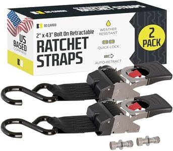 DC Cargo Mall Bolt-on Auto Retractable Ratchet Straps (2-Pack) 2” x 43", Heavy Duty, 1,809lb Break Strength – Tie Down Straps for Boat, Jet Ski, RZR, ATV