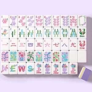 American Mahjong Tile Set, 160 Purple 4-Layer American Mahjong Tiles with Tile Bag, Storage Box & 4 Dice, Mahjong Game Set, Mah Jongg Set American, Travel Mahjong Tile Set for Ma Jiang