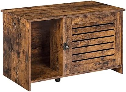 HOOBRO Cat Litter Box Enclosure, Hidden Cat Litter Box Furniture with Louvered Door, Cat Furniture Cabinet, Spacious Hidden Cat Washroom with Divider, Wooden Pet House, Rustic Brown and Black BF07MW01