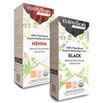 Cultivator's Organic Hair Colour Kit - Organic Herbal Hair Colour Kit for Women and Men - Ammonia Free Hair Colour Powder - Natural Hair Colour Kit Without Chemical - Henna Powder and Black- 100g+100g