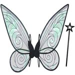 Goenb Fairy Wings,Fairy Wings for Adults Women Girls Sparkling Fairy Wings with Wand for Halloween Party Cosplay Costume