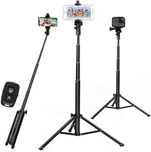 Selfie Stick Tripod 52 Inch Cell Phone iPhone Tripod Stand with Bluetooth Remote Smartphone for iPhone 11 Xs X 6 7 8, Android Cellphone Gopro Camera Mount Portable Monopod Feet Travel Lightweight …