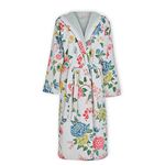 Pip Studio Good Evening Bath Robe Sauna Terry Cloth Flowers Print Dressing Gown Floral Hood Blue, White, S