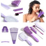 5 Elite HAIR BRUSH & COMB Set -Detangling Blow Dry Brush, Slick Back, Teasing Comb, Edge Hair, Fine Tooth, Metal Handle, Afro 3a To 4c, Straight, Curly, Frizzy, Kinky Hair, Wet Or Dry (5 STYLING Set)