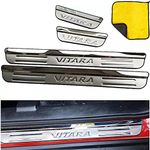 ENFILY 4Pcs Car Outer Door Sill Kick Plates Protector Accessories for Suzuki Vitara 2015-2021, Threshold Welcome Pedal Cover, Scuff Guard Stainless Steel Styling Decoration