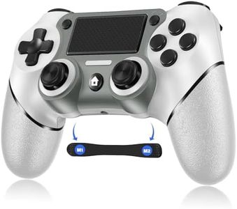 Sombbry Wireless Controller for PS4, Wired P-4 Pro Controller with Paddles, White P-4 Controller Accessories, P-4 Accessories Perfect Adaptive Full Version 4/4 Pro/Slim.