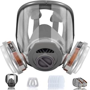 Reutilizable Cubierta Facial Gas,Máscara De Seguridad with 10 Filtros de Recambio,Espejo Antivaho Apto para Agricultura,Construcción, Aserrado y Soldadura