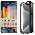 rooCASE Glass Screen Protector Compatible for Apple iPhone 15 Pro Max, (6.7 Inch), Case Friendly Tempered Glass Front Cover Protection with Alignment Frame, Pack of 3