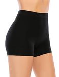 Shapewear Boyshorts Slip Shorts Under Dress Anti Chafing Seamless Tummy Control Body Shaper Underwear (#02 Black-Light Control,Large)