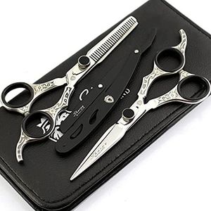 Nuovo Salone Professionale Taglio Dei Capelli+Diradamento Forbici Barbiere Cesoie Parrucchiere Set 6.5 "Barbiere Rasoio Strumenti Per Capelli Nero Argento Regalo Set