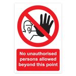 RDLCAR No Unauthorized Persons Allowed Beyond This Point - Safety Warning Sign, Off Limits, You Are Not Allowed At This Point Signage, Easy Installation, Rigid PVC, 300mm x 400mm Pack of 1