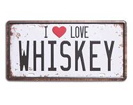 I love Whiskey Metal Plate Poster - Galvanised Iron With Printed Top!, Decorative Tin Signs For Cafe Beer Bar Wall & Home Décor By Art Street