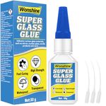 Glass Glue 30 g, Clear Superglue for Glass, Acrylic, Pottery, Mirrors, Jewelry and Crafts, with Anti-Clog Cap, Waterproof, Heat-Resistant (Clear7, Glass Glue)