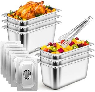 6 Pack 1/3 Size Stainless Steel Hotel Pans with Lids & Clip, 6 Inch Deep Steam Table Pans, 0.8mm Commercial Food Pans for Restaurant, Catering & Buffet