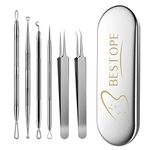 Blackhead Remover, 6 Pieces Acne Remover Set - Tweezers Set with Metal Case Blackhead Remover Tool Made of Stainless Steel