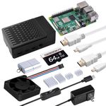 GeeekPi Starter Kit for Raspberry Pi 4-64GB Edition, Case for Raspberry Pi 4 with PWM Fan, 5V 3.6A 18W Power Supply with ON/Off Switch, HDMI Cables (4GB RAM)