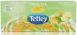 Tetley Green Tea - with Ginger, Mint and Lemon, 100 Tea Bags Box