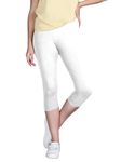 Lyra Women Solid Premium Cotton Capri Off White