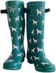 Jileon Extra Wide Calf Rain Boots - Ideal for Wide Feet, Ankles & Calves - Fit 16 to 23” Calves - Durable & Waterproof, Teal Dogs, 6 XX-Wide