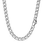 PROSTEEL Mens Cuban Chain Necklace, Curb Link Chains Silver/Gold Plated, 4mm/6mm/9mm/13mm Width, 18"-30" Inches, Hip Hop Jewellery -Send Gift Box