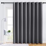 NICETOWN Bedroom Blackout Curtain Panel - (120 inches by 90 inch, Grey, 1 PC) Energy Saving Thermal Insulated Grommet Blackout Drapery for Patio, Room Divider Curtain