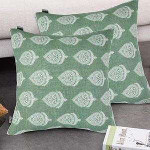 FUNHOME Outdoor Pillow Covers ONLY, No Insert! Pack of 2 Square Throw Pillow Covers, Decorative Water-Repellent Modern Cushion Cases for Sofa Patio Couch Decoration 18 x 18 Inch-Fair Green