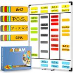 ATWAM - 60 Magnetic Strips writable - 75 x 25 mm - 6 Colors - Scrum & Kanban - writable Magnets - for whiteboard, Magnetic Board, Magnetic Wall & Fridge