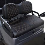 NOKINS Golf Cart Diamond Seat Covers Kit, Fit for Yamaha Ordinary Front Seat Cushion, Golf Cart Vinyl Seat Cover, No Nails Required (Black and Brown Stitching)