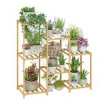 Bamworld Bamboo Plant Stand Indoor Boho Plant Shelf Tiered Plant Rack for Multiple Plants 3 Tiers 7 Pots Ladder Plant Holder Plant Table for Plant Pots Home Decor for Gardening Gifts Nature Color