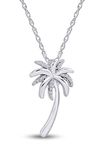 Jewel Zone US Beach Jewelry - 1/20 Carat Round Cut Natural White Diamond Accent Palm Tree Pendant Necklace In 10k Solid Gold 18 Inch 10k Gold Chain (0.05cttw), white-diamond