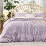 Bedsure Full Size Comforter Set - Lavender Comforter, Boho Tufted Shabby Chic Bedding Comforter Set, 3 Pieces Vintage Farmhouse Bed Set for All Seasons, Fluffy Soft Bedding Set with 2 Pillow Shams