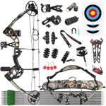 SHARROW Archery Compound Bow Kit 30-70lbs Aluminum Alloy Adult Hunting Bow with All Bow Accessories and Carbon Arrows for Outdoor Shooting (Camo)