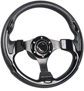 GONMOT 12.5"Marine Boat Steering Wheel with 3/4" Tapered Shaft，Prevent Corrosion Black Steering Wheel for Most Marine boats,Vessels,Yachts,Pontoons Boat