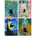 Mowana Paint by Numbers for Adults and Kids Beginner, Cat Painting by Number Kits On Canvas,Without Frame DIY Color Oil Painting Acrylic Paints,Home Wall Decor(4 Pack 12x16 in)
