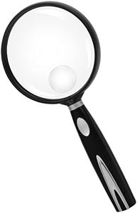 Feosky Handheld Reading Magnifier, 10X 30X Magnifier, 75mm Shatterproof Lens, Non-Slip Handle for Adults Close Work, Seniors Reading and Kids Nature Exploration, Hobby Observation(Silver)