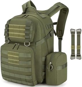 Tzowla Tactical Military Grade Backpack Waterproof,Travel Laptop Army Molle Rucksack for Men and Women with Small Detachable Bag,Army 3 Days Assault Pack Bag,Army Green