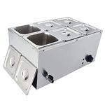 TAIMIKO Commercial Bain Marie Electric Food Warmer Stainless Steel Buffet Wet Well Sauce Food Warmer Steam Table for Catering Restaurants Temperature Control 1500W (6 Pans)