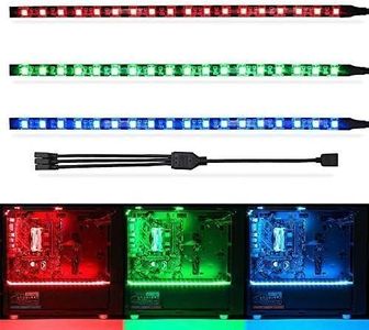 WOWLED Lot de 3 bandes lumineuses magnétiques à LED RVB pour tour de jeu - Pour Aura Sync Gamer DIY - 4 broches RVB - 30 cm - 5050
