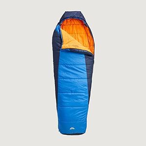 Kathmandu Mini Globe Kids Warm Water Repellent Quick Drying Camping Sleeping Bag Azure/Dark Blue Kids' Size - Zip Left