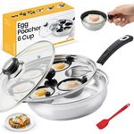 Egg Poacher Pan Nonstick Poached Egg Maker, Stainless Steel Egg Poaching Pan, Poached Eggs Cooker Food Grade Safe PFOA Free with Spatula, Egg Poachers Cookware