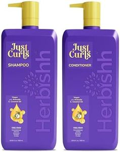 Herbishh Just Curls Coconut & Avocado Oil Infused Curly Hair Shampoo And Conditioner Set, Sulfate-free Vegan Kit For Curly Hair Care Women & Men Wavy, Curly Hair Products For Nourished Smooth Hair