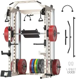 SNODE Smith Machine for Home Gym, Power Rack with Cable Crossover, Squat Rack with Leg Press and Advanced LAT Pull-Down, 2000LB Weight Capacity (CP ALL10 Machine(Linear Bearing))