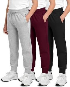 3 Pack: Boys Girls Youth Teen Active Athletic Basic Soft Kids Sports Fleece Jogger Soccer Track Gym Running Slim Pajama Sweatpants Casual Athletic Pantalones Winter Pockets-Set 2,XL(18-20)