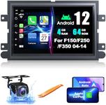 4+64G Android 12 Car Stereo for Ford 2004-2014 F150/F250/F350, 7 Inch IPS Touch Screen Car Radio with Wireless Carplay/Android Auto,GPS, WiFi, Bluetooth,FM, Support OBD2/DVR/DPS