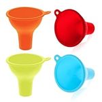 DSLSQD 4 Pcs Funnels for Filling Bottles, Funnels for Kitchen Use Wide Mouth Funnel Silicone Funnels for Home Restaurant Kitchen Squeeze Bottles Jars Cans Liquid Oil and Powder Transfer (4 Colors)