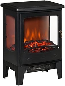 HOMCOM Electric Fireplace Heater, Freestanding Fireplace Stove with Realistic Adjustable Flame Effect and Adjustable Temperature, Overheating Safety Protection, 750W/1500W, Black