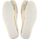 2 Pairs Wool Shoe Insoles for Cold Weather Cut to Size Fluffy Shoes Insert Unisex All Size Inner Insole Cosy Warm with Size Chart Imitation Wool Insoles, Beige