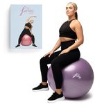 Femeo® Exercise Ball for Yoga, Stability, Pregnancy Pilates & Birthing | 100 Page Book | Over 50 Workout Exercises | Anti Burst Purple 65cm